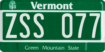 VT license plate ZSS077