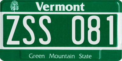VT license plate ZSS081