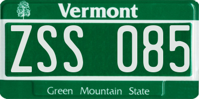 VT license plate ZSS085