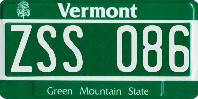 VT license plate ZSS086