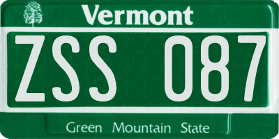 VT license plate ZSS087