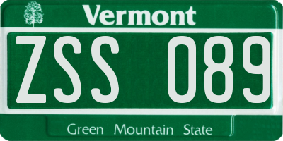 VT license plate ZSS089