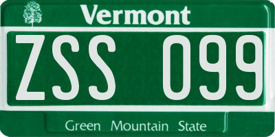 VT license plate ZSS099