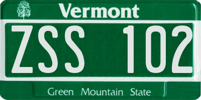 VT license plate ZSS102