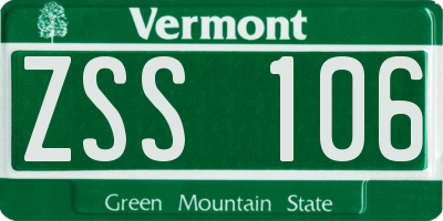 VT license plate ZSS106