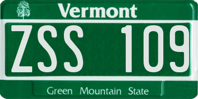 VT license plate ZSS109