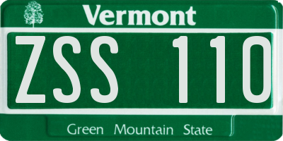 VT license plate ZSS110