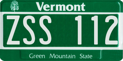 VT license plate ZSS112