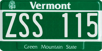VT license plate ZSS115