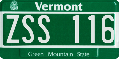 VT license plate ZSS116
