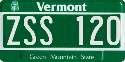 VT license plate ZSS120