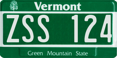 VT license plate ZSS124