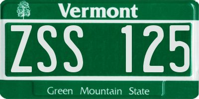 VT license plate ZSS125