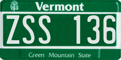VT license plate ZSS136