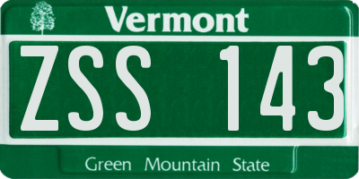 VT license plate ZSS143