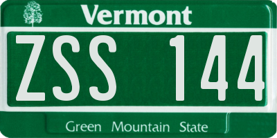 VT license plate ZSS144