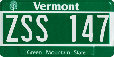 VT license plate ZSS147