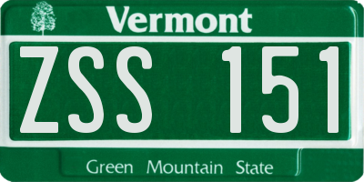 VT license plate ZSS151