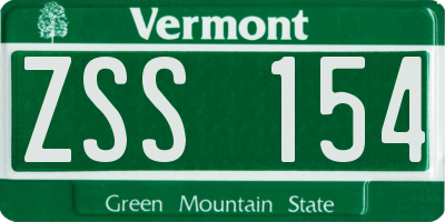 VT license plate ZSS154