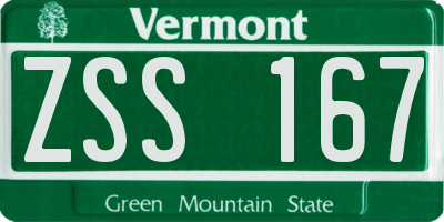 VT license plate ZSS167
