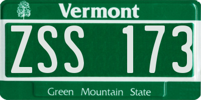VT license plate ZSS173