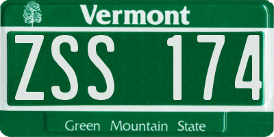 VT license plate ZSS174