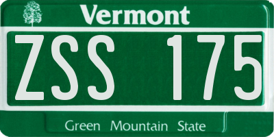 VT license plate ZSS175