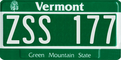 VT license plate ZSS177