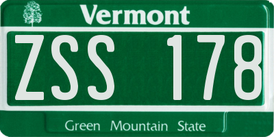 VT license plate ZSS178