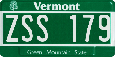 VT license plate ZSS179