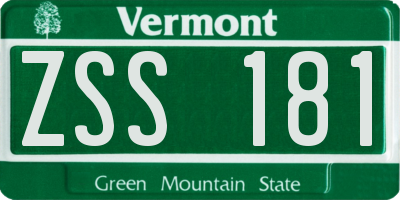 VT license plate ZSS181