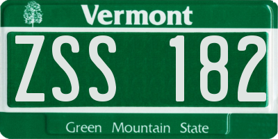 VT license plate ZSS182