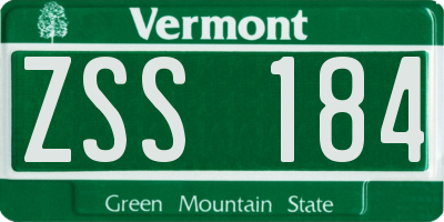 VT license plate ZSS184