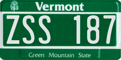 VT license plate ZSS187