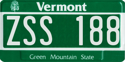 VT license plate ZSS188