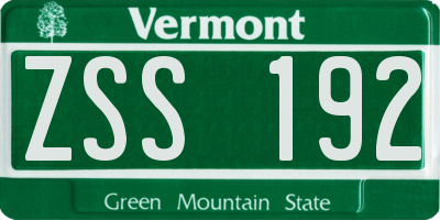 VT license plate ZSS192