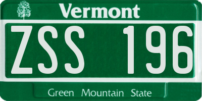 VT license plate ZSS196