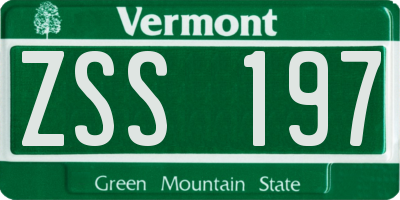 VT license plate ZSS197