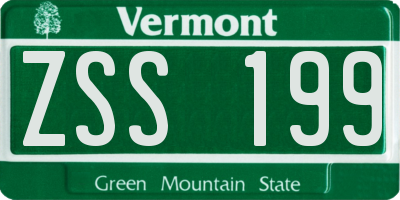 VT license plate ZSS199