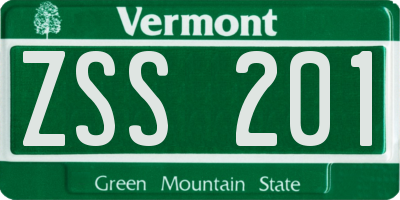 VT license plate ZSS201