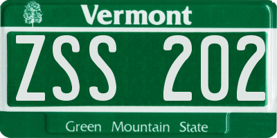 VT license plate ZSS202