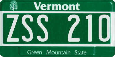 VT license plate ZSS210
