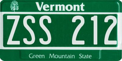 VT license plate ZSS212