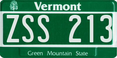 VT license plate ZSS213