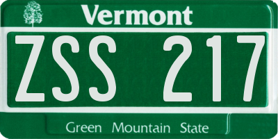 VT license plate ZSS217