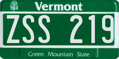 VT license plate ZSS219