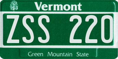 VT license plate ZSS220