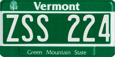 VT license plate ZSS224