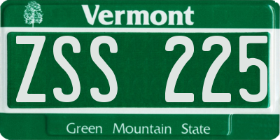 VT license plate ZSS225