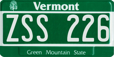 VT license plate ZSS226